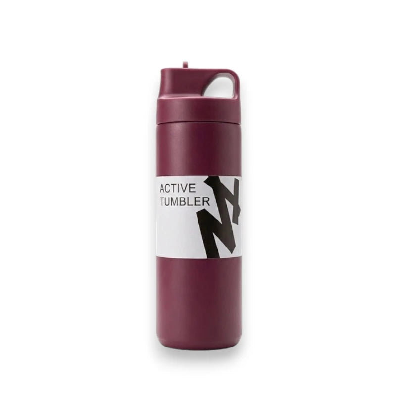 Gourde Thermos avec Paille Bordeaux